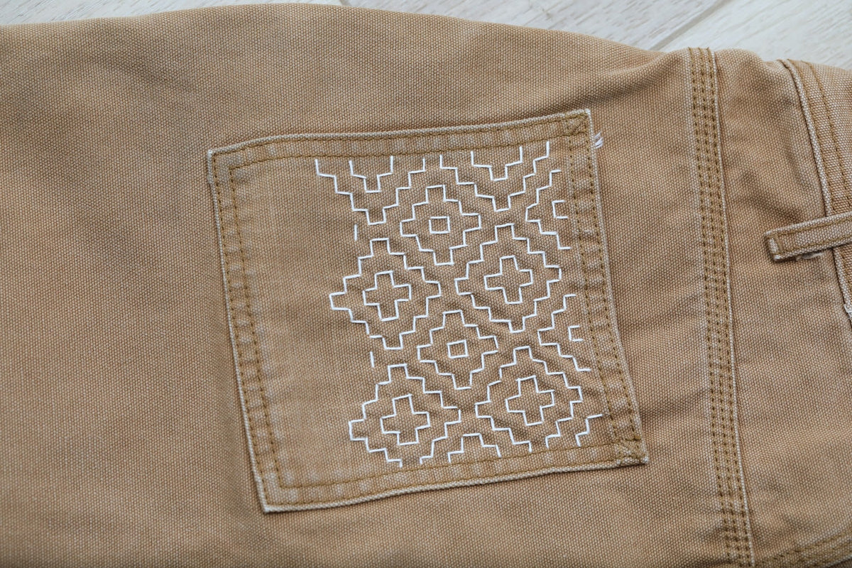 Topo Designs Canvas Jeans with Sashiko Accents by Rehab Threads, photo 5