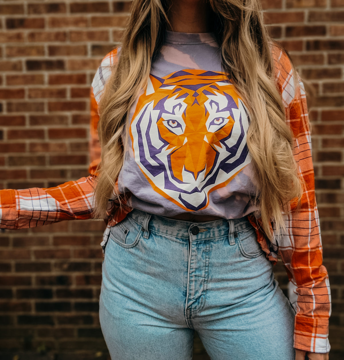 Clemson Tiger tee x flannel