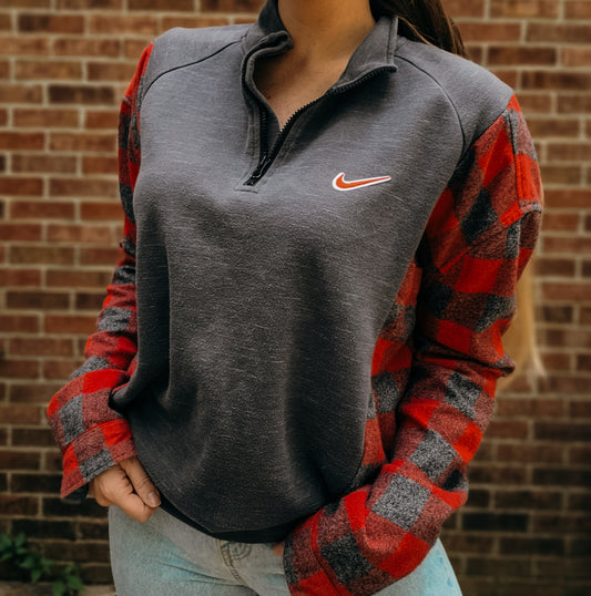 Quarter zip x flannel with Nike check