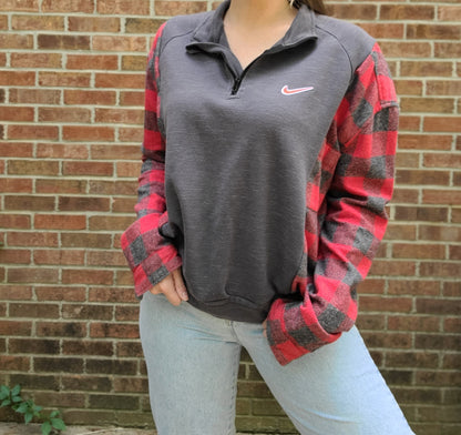 Quarter zip x flannel with Nike check