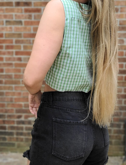 Authentic Wrangler reworked button up crop top