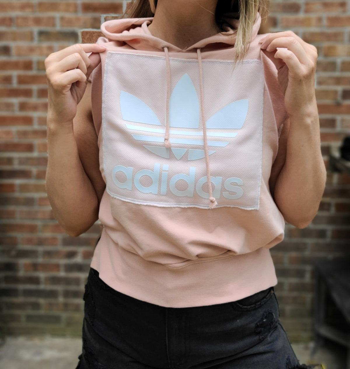 Cropped sleeveless Adidas Hoodie Rework