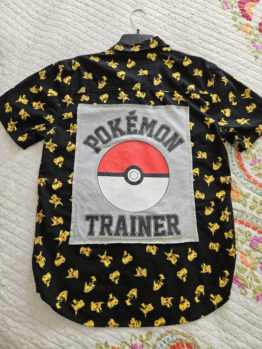Men's Pikachu Pokémon Trainer casual button up shirt Large