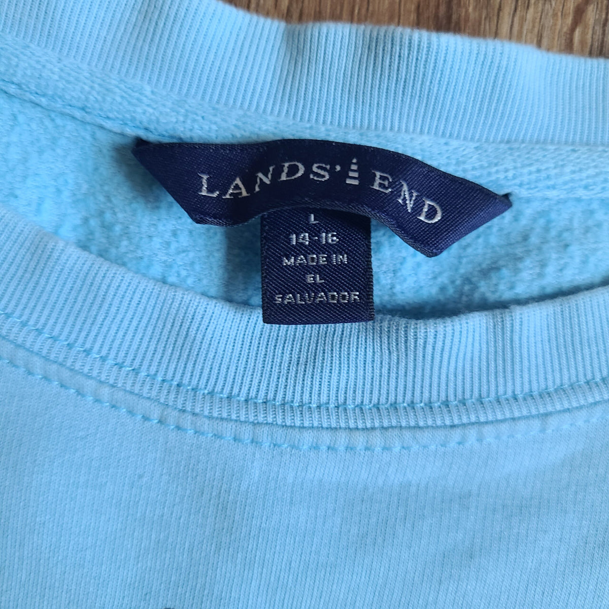 Blue Sweatshirt with Bird Print and Visible Mends