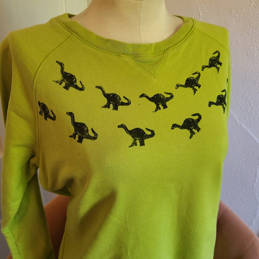 Lime Green Dino Print Sweatshirt