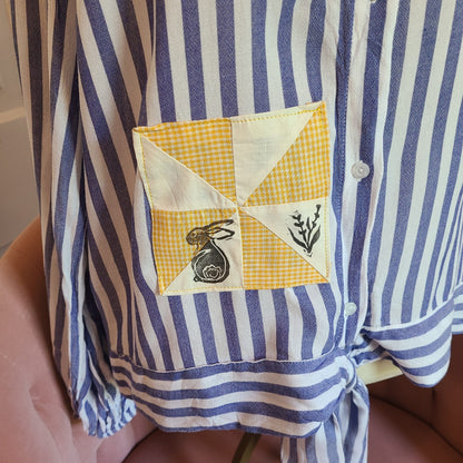 Tie Button Down with Patches