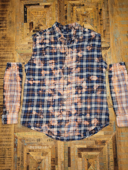 Thrashed distressed convertible flannel shirt