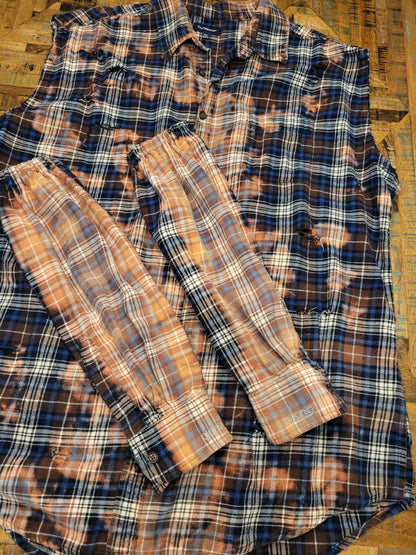 Thrashed distressed convertible flannel shirt