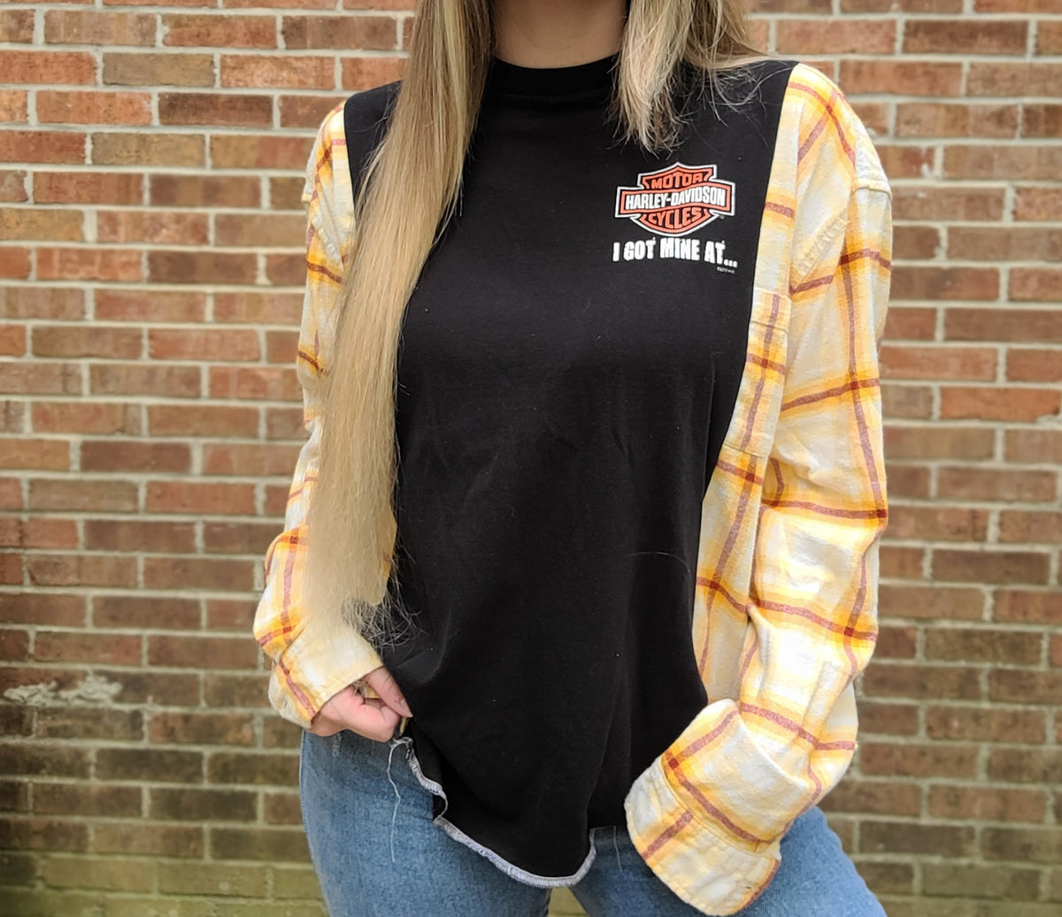 Harley davidson plaid long sleeve tee.