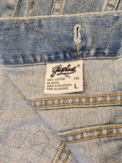 A pair of jeans with a label on them.
