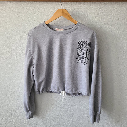 Floral Anatomical Heart Print Sweatshirt