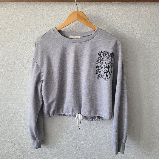 Floral Anatomical Heart Print Sweatshirt