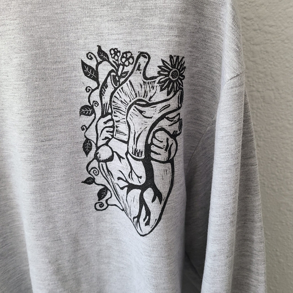 Floral Anatomical Heart Print Sweatshirt