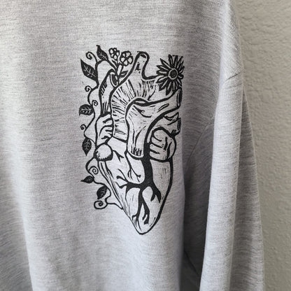 Floral Anatomical Heart Print Sweatshirt