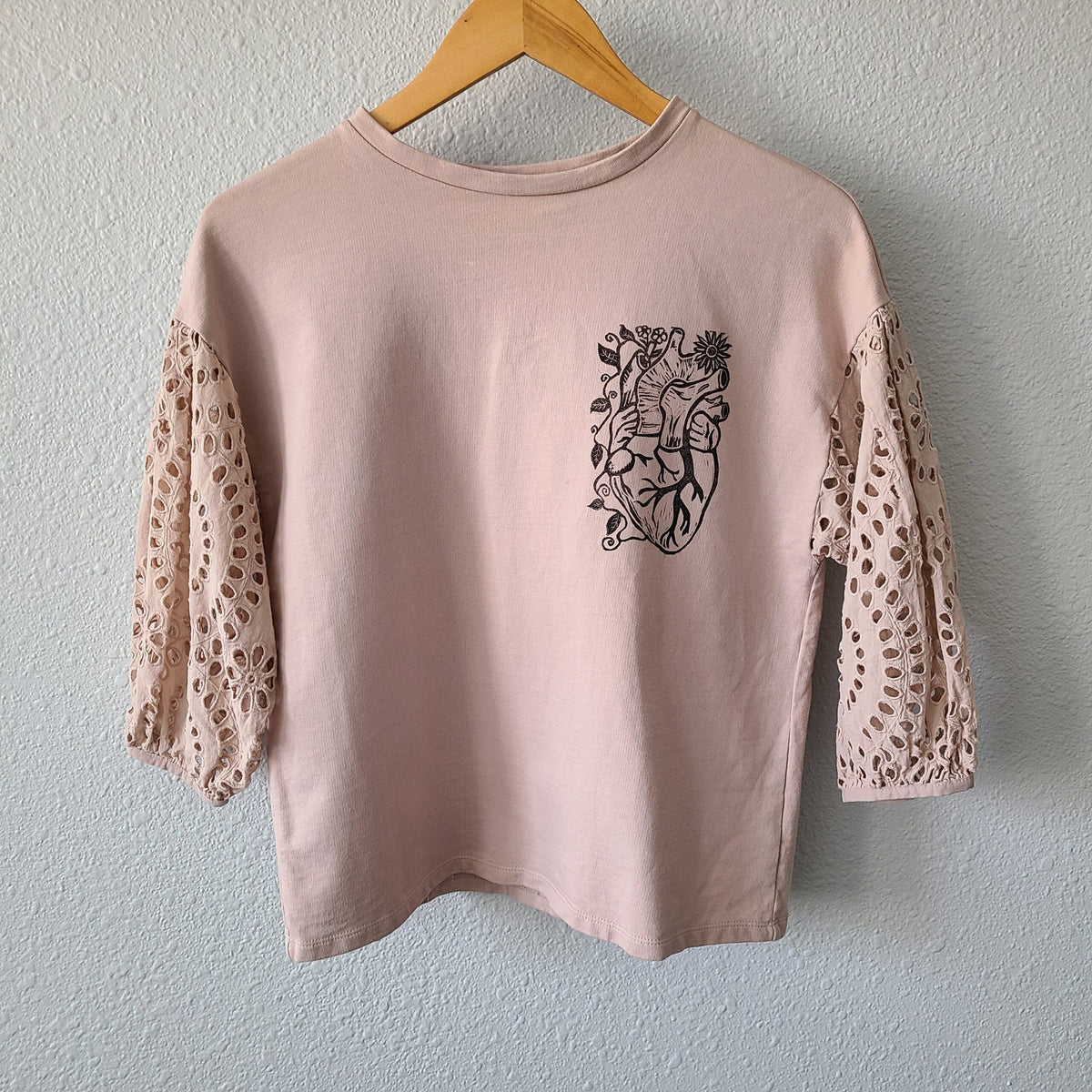 Floral Anatomical Heart Print Sweatshirt
