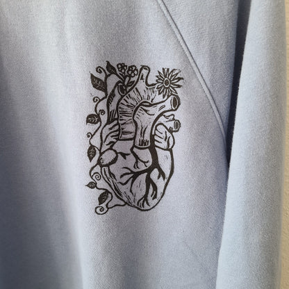 Floral Anatomical Heart Print Sweatshirt