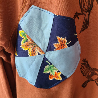 Birds in Flight Print with Vintage Quilt Piece Sweatshirt