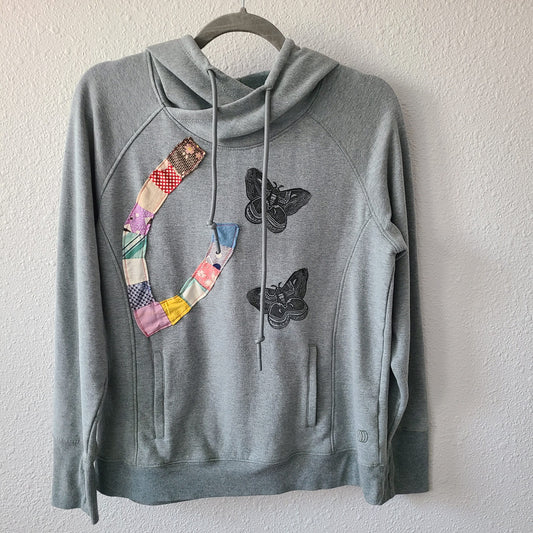 Moths and Vintage Quilt Piece Hoodie