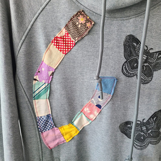 Moths and Vintage Quilt Piece Hoodie