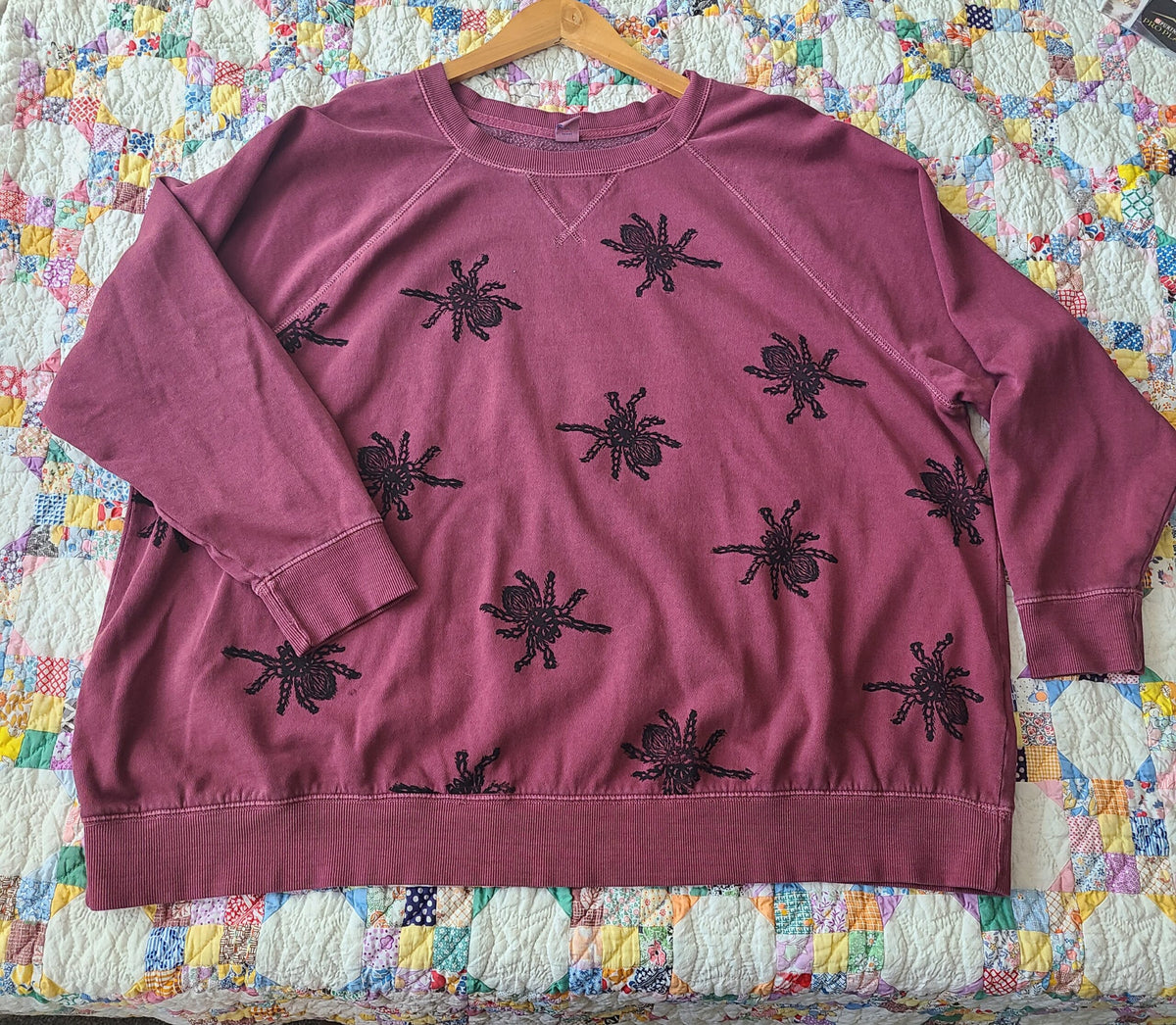 Creepy Crawling Tarantula Print on Raglan Sweatshirt
