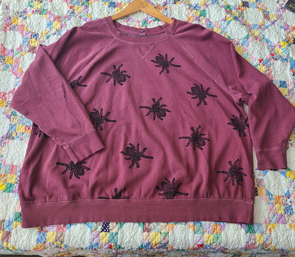 Creepy Crawling Tarantula Print on Raglan Sweatshirt