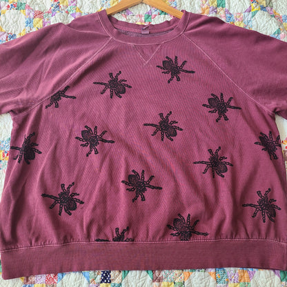 Creepy Crawling Tarantula Print on Raglan Sweatshirt