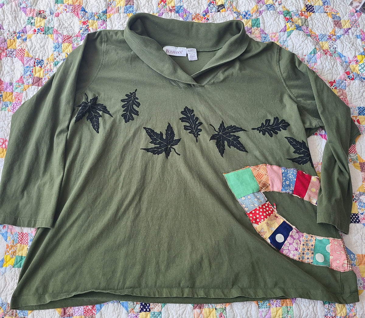 Fall Leaves Green Long Sleeved Tee