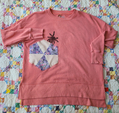 Creeping Tarantula & Vintage Quilt Piece Sweatshirt