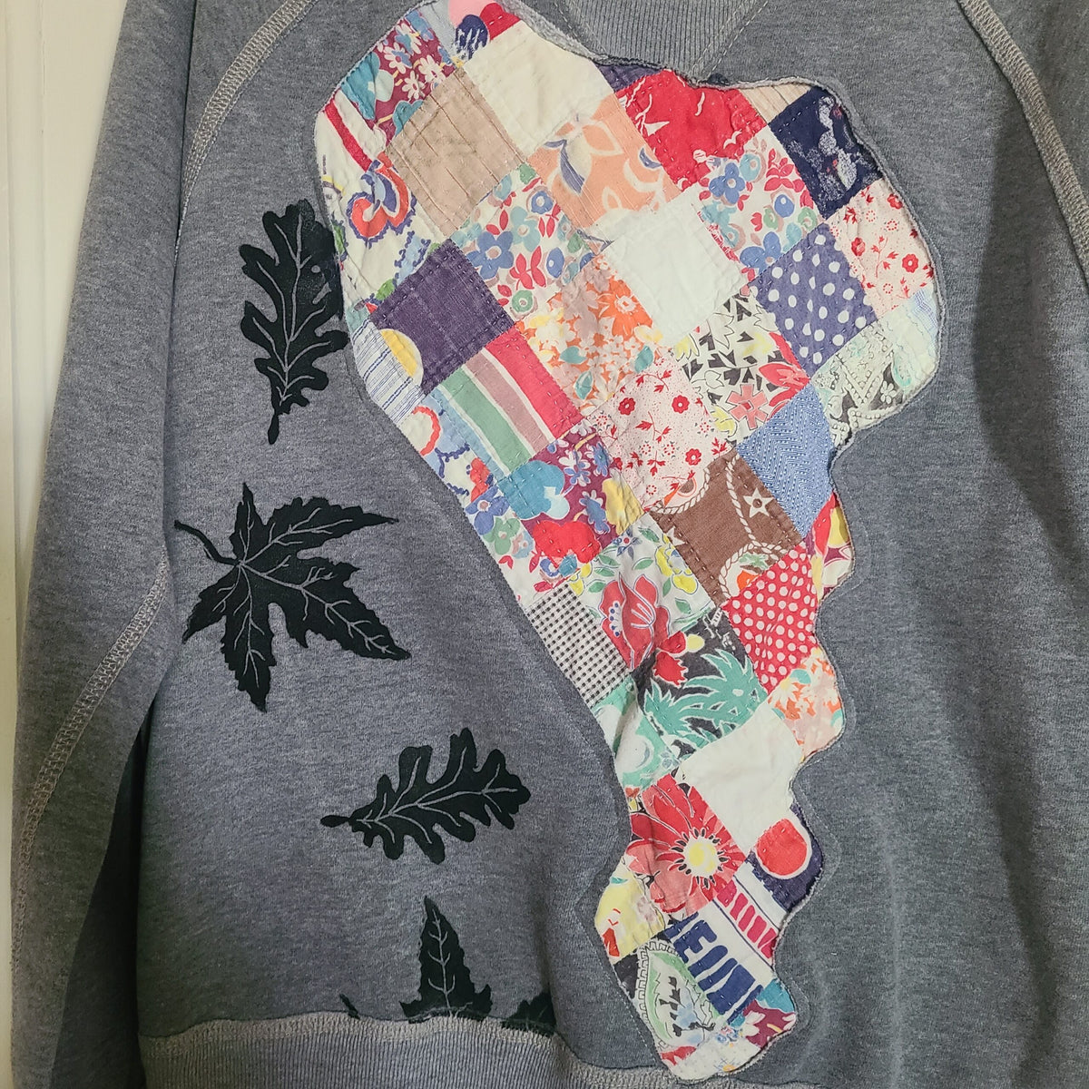 Grandmacore Quilt Fall Leaves Sweatshirt