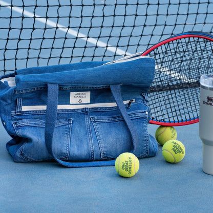 Upcycled Denim Sports Tote - Blue