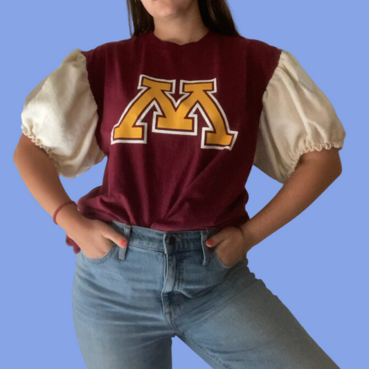Minnesota golden gophers puff sleeve tee.