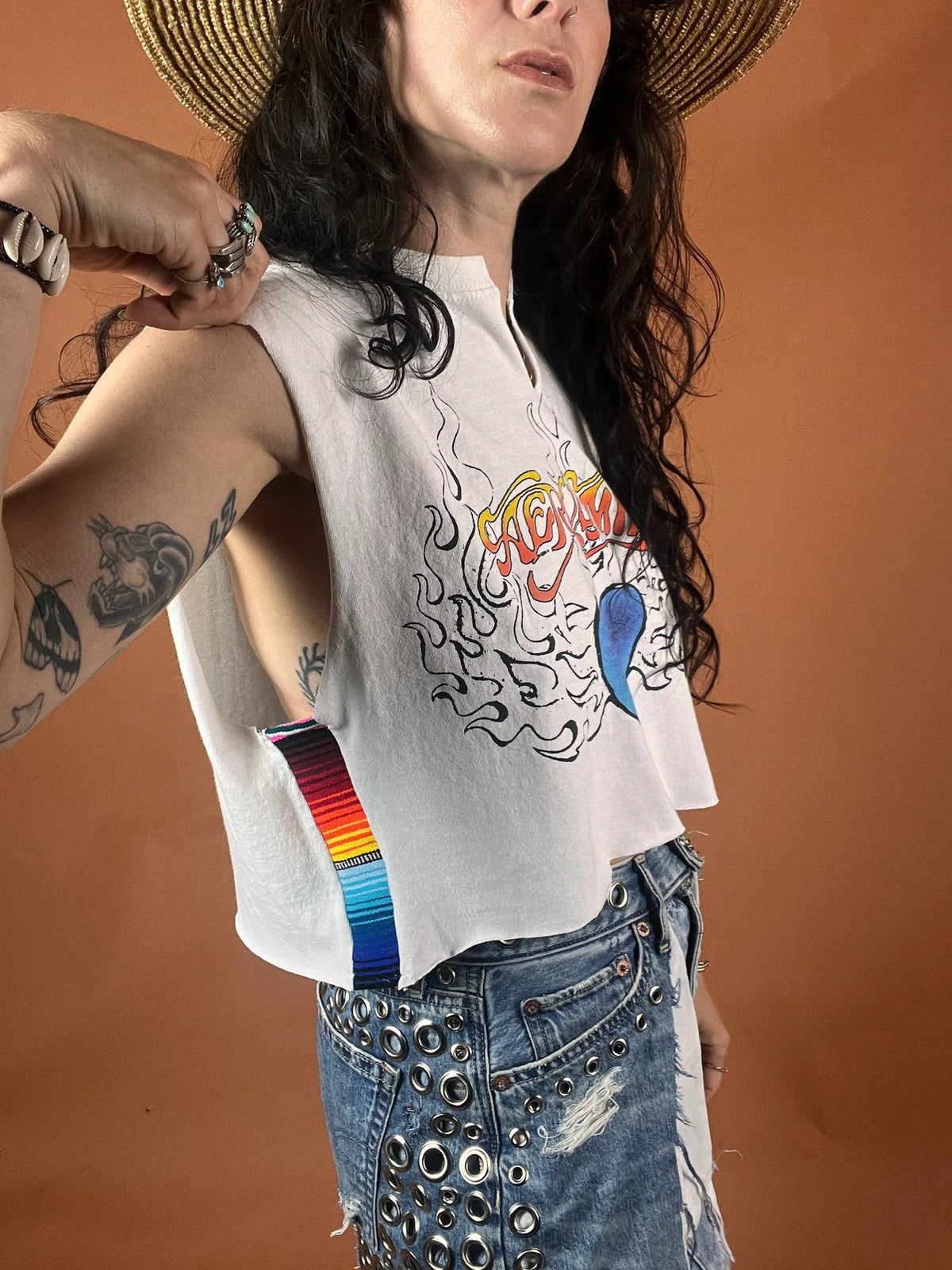 Aerosmith Side Stripe Crop Tank Top
