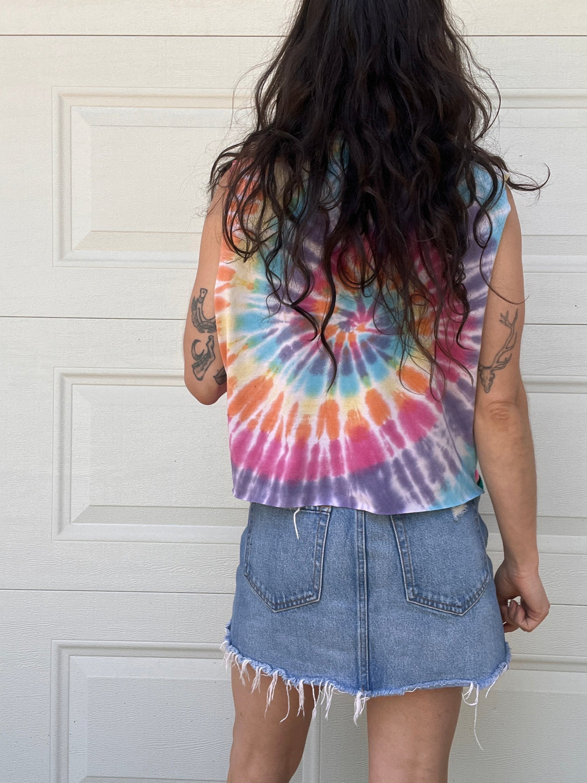 Grateful Dead Tie Dye Serape Stripe Crop Tank Top