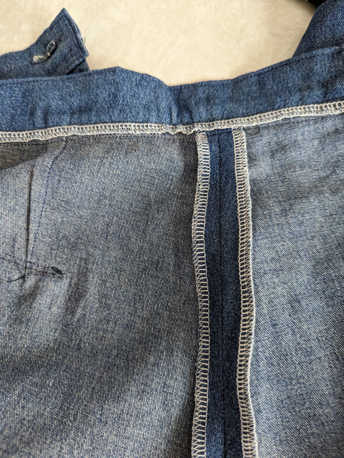 Reworked Upcyced Embroidered Denim Kangaroo Pocket Skirt
