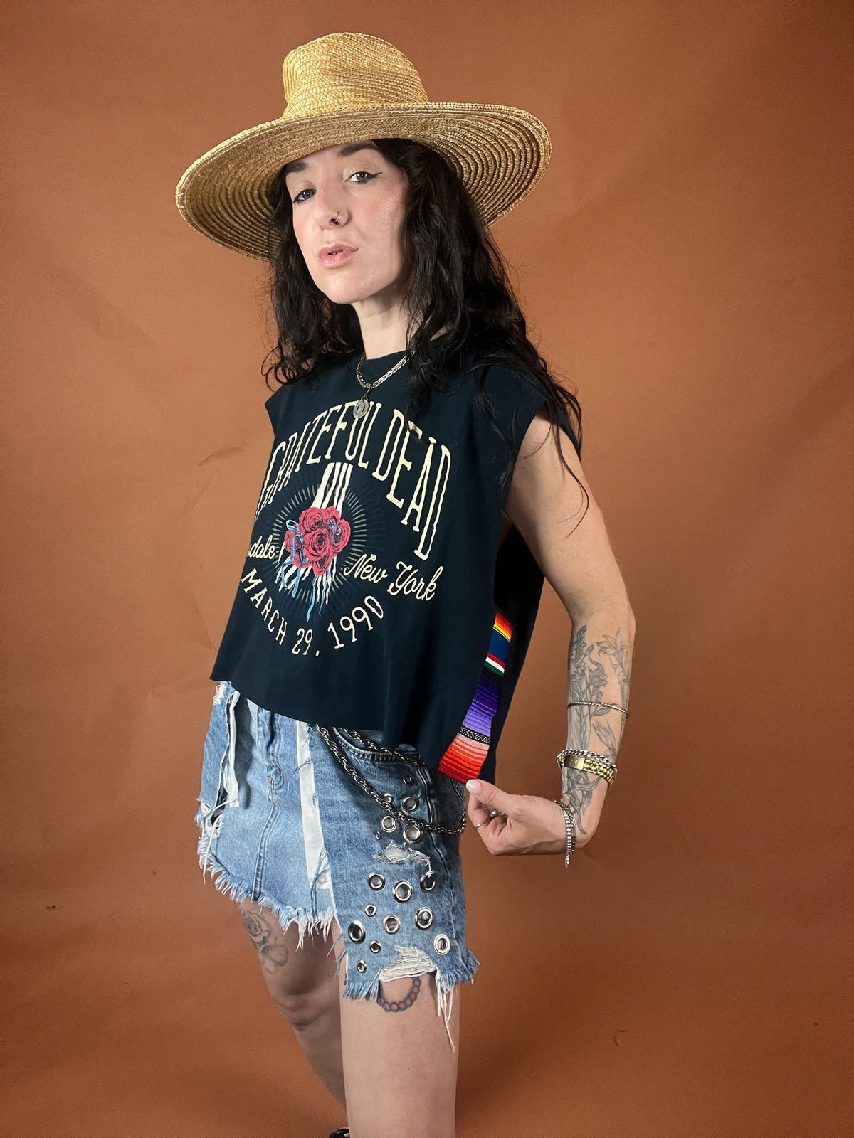 Grateful Dead Serape Striped Crop Tank Top