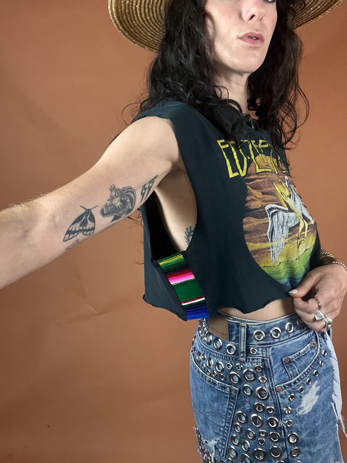 Led Zeppelin Side Stripe Crop Tank Top