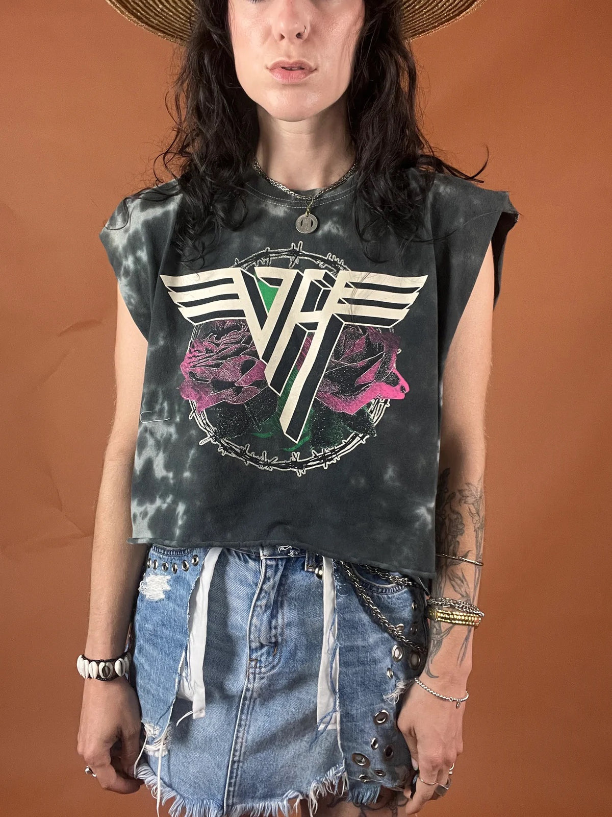 Van Halen Serape Stripe Crop Tank Top