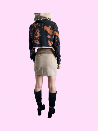 Worldview black bleach crop hoodie