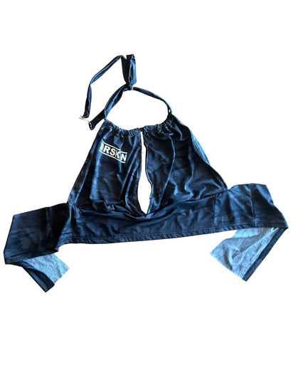 Upcycled DRSKN Halter Crop Top – Reworked Activewear, Handmade & One-of-a-Kind