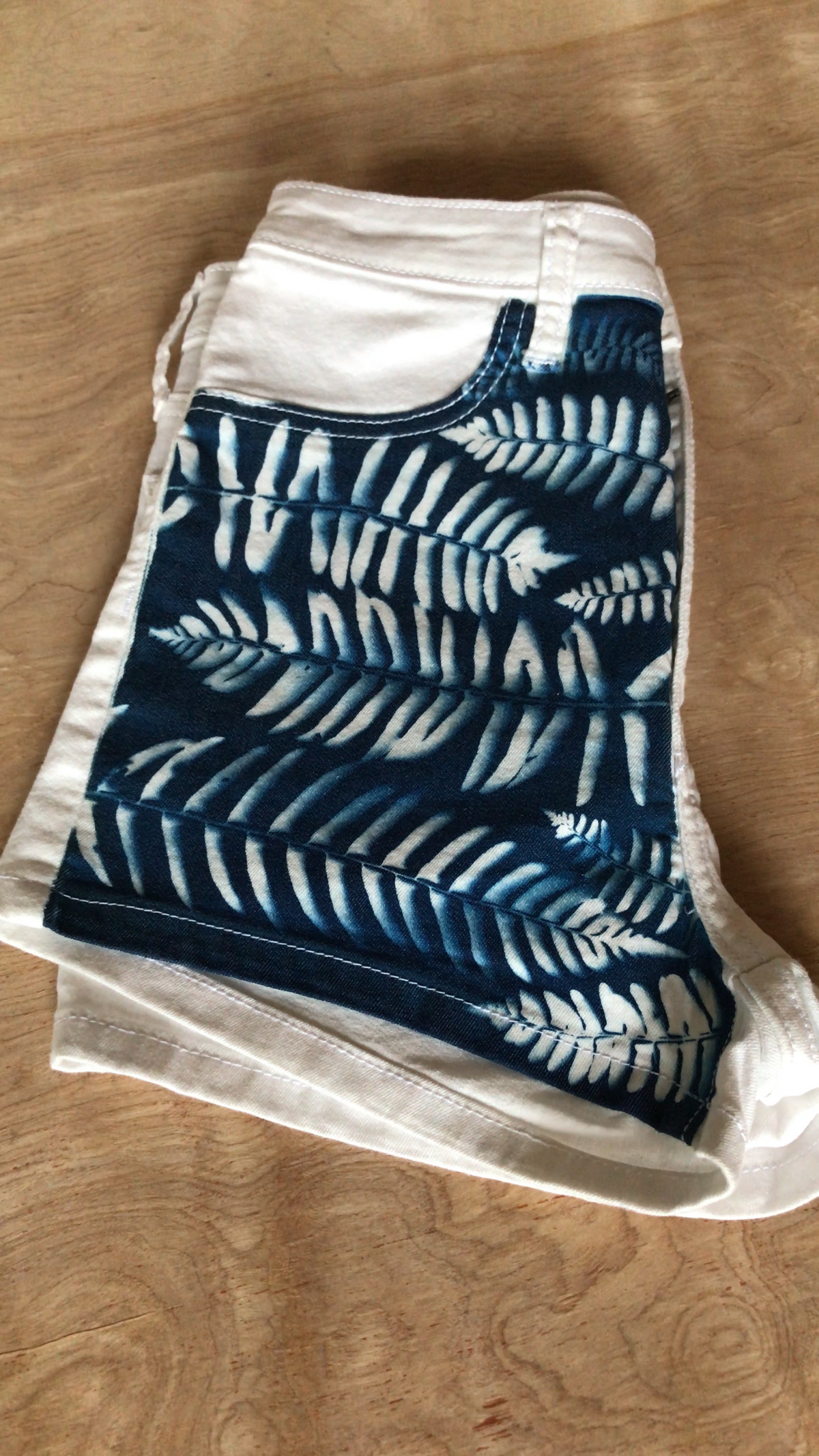 Cyanotype Fern Print Bleached Summer Shorts