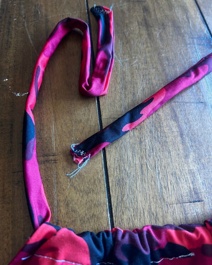 Upcycled Red Camo Halter Crop Top