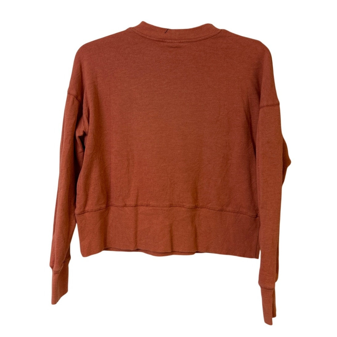 Upcycled Hand Printed Womens Large Red Poinsettia Floral Long Sleeve Sweatshirt
