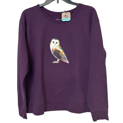 Woodland Owl Hand Printed Purple Sweatshirt by Revyntage