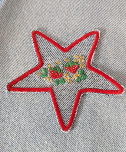 Embroidered Strawberry Star Patch