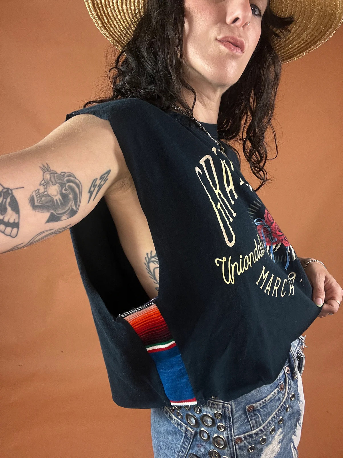 Grateful Dead Serape Striped Crop Tank Top