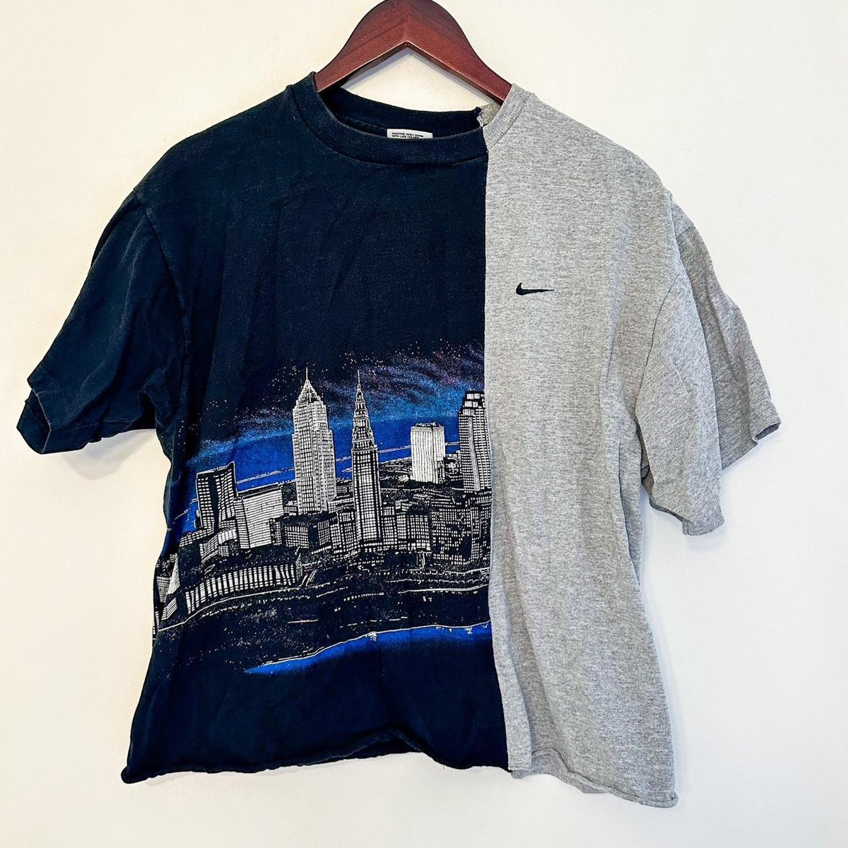 A Vintage Nike Reworked Cityscape Skyline Split Tee.