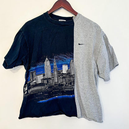 A Vintage Nike Reworked Cityscape Skyline Split Tee.
