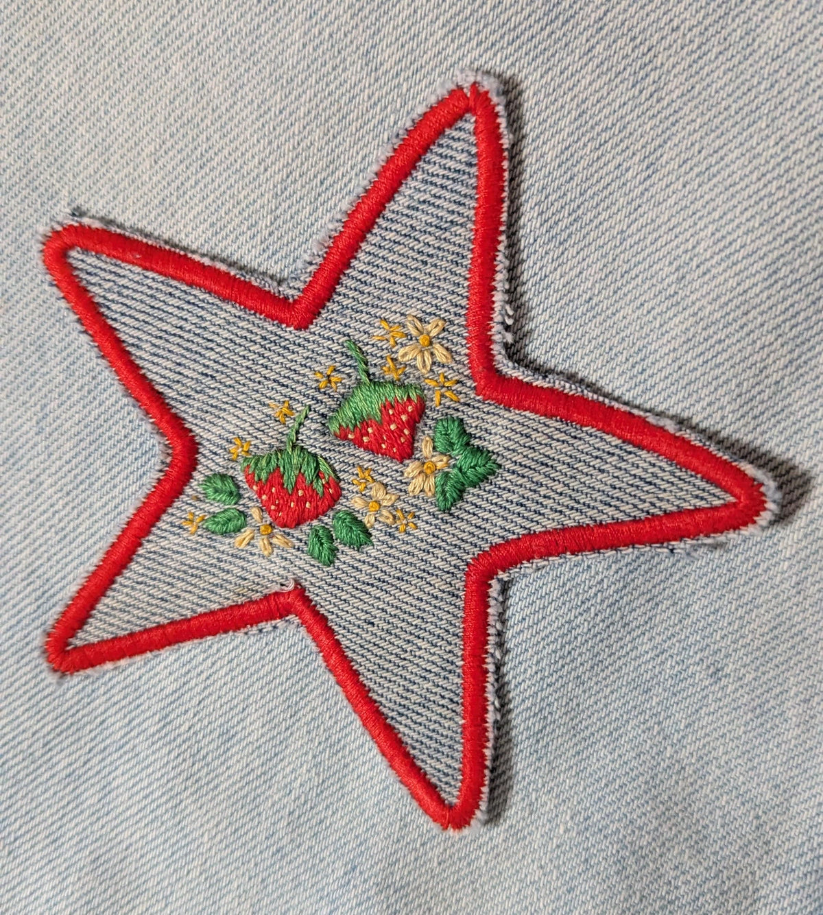 Embroidered Strawberry Star Patch