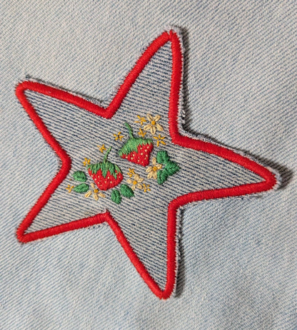 Embroidered Strawberry Star Patch