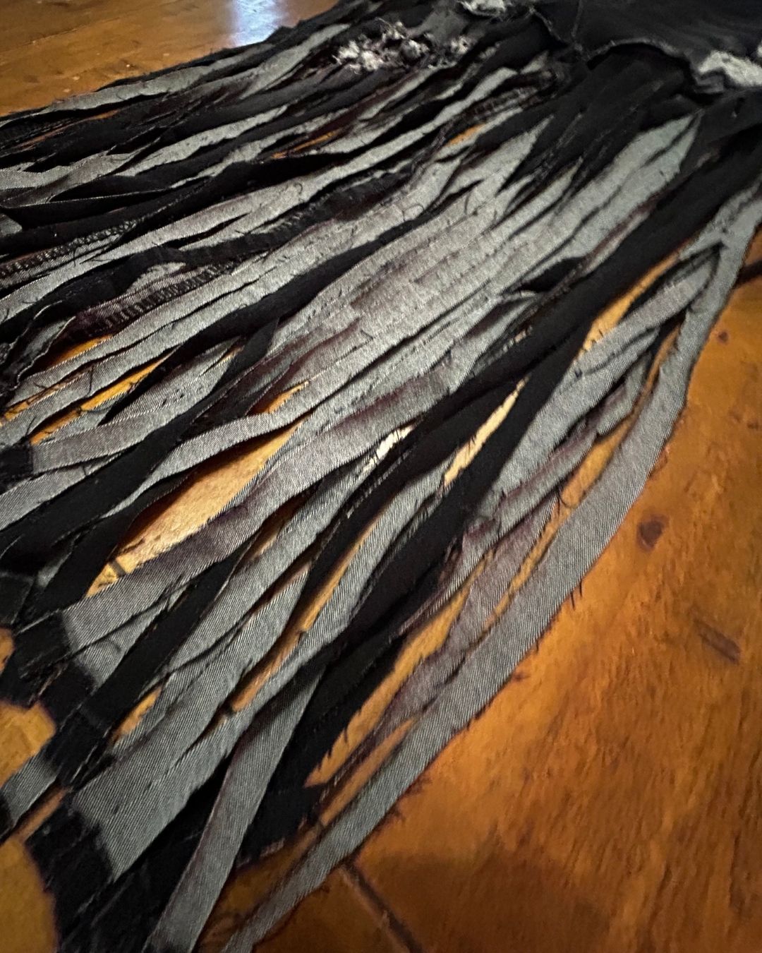 Midnight Outlaw Black Denim Fringe Skirt by The Modern Alien, photo 8